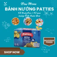 Bánh nướng Patties: 48 Party Pies + 40 mini sausage Rolls Aussie Beef (Hộp 88 cái 3.48kg)