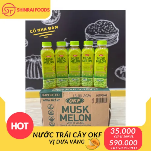 Nước trái cây OKF vị dưa lưới, nha đam ( chai 500ml )