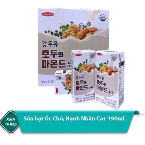 Sữa hạt óc chó hạnh nhân Hàn Quốc Thùng 16 hộp*190ml - Lựa chọn dinh dưỡng hàng ngày